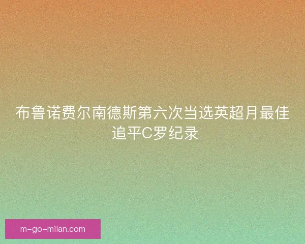 布鲁诺费尔南德斯第六次当选英超月最佳 追平C罗纪录